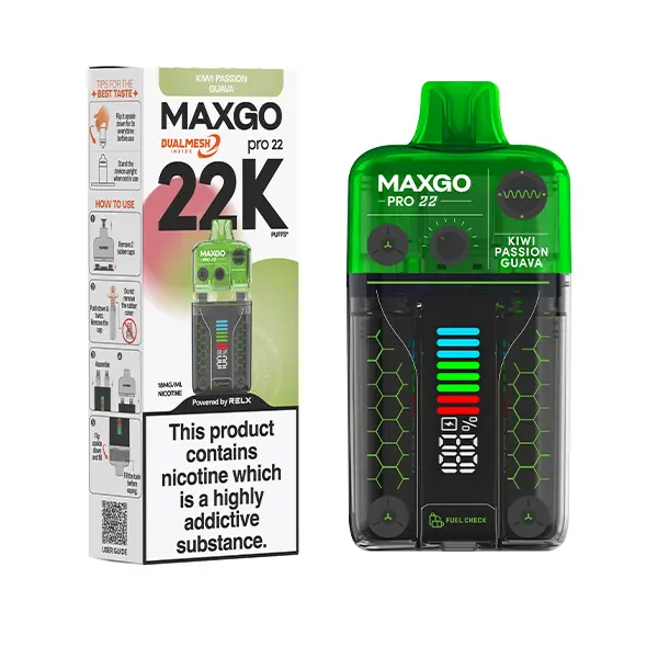 Kiwi Passion Guava RELX MaxGO Pro 22K Disposable Vape Kit 